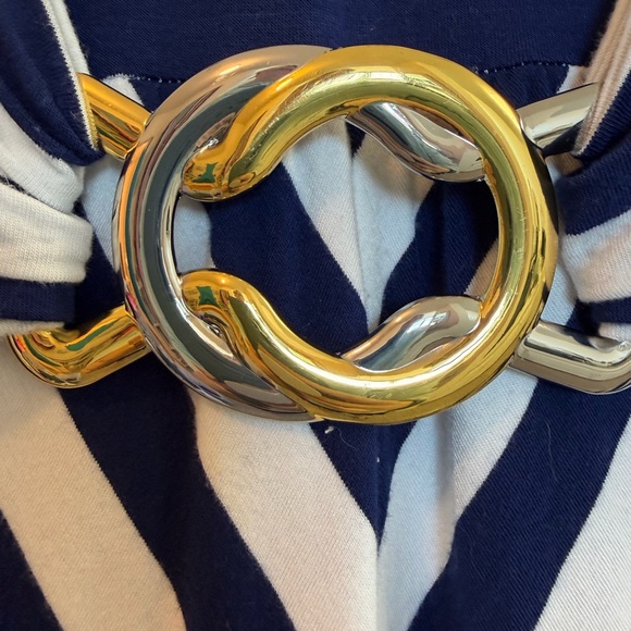 LIZ LANGE Nautical Striped Maxi Dress Plus Size 1X Chevron Cruise Resort Flowy - Picture 5 of 16